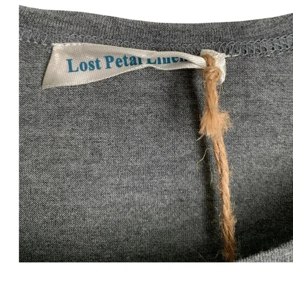 NWT Lost Petal Linen Gray Women's Tank Size Small Patchwork Cross Swing Top - Picture 4 of 10